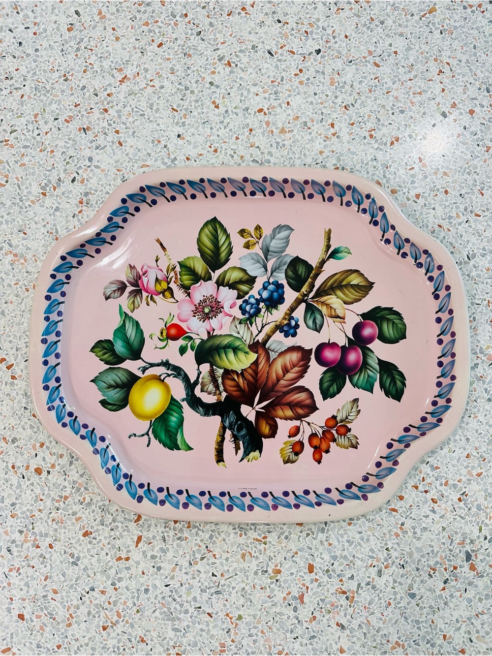 Vintage Pink Floral Fruit Decorative Serving Tray